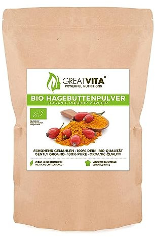 GreatVita Bio Rosa Canina in Polvere, 800 g, Rosa Canina macinata, Naturale e Pura