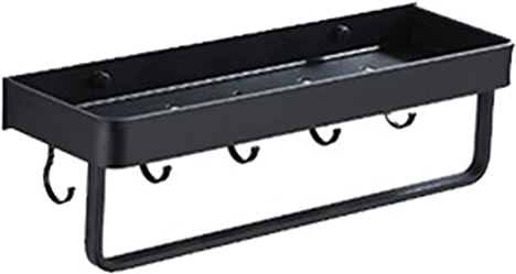 Mensole da Muro Design Moderne, Mensole Galleggianti Nere da 40cm, Porta Asciugamani con Ganci, Mensola Portaoggetti per Cucina, Bagno, Salotto, Ufficio - 40cm