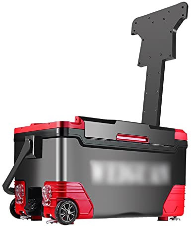 Angeleimer Fischerbox Tragbare Angelstuhl mit Rädern Faltbare Rückenlehne Abschiebbare Beine for Wildsee River Sit Fishing Live Fish Storage 35l für Angelgeräte (Color : Schwarz)