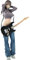 Luxetoys Schöne Gitarrenmädchen Anime Figuren Charakterfigur mit Ständer und Haar Tragen 23,5 cm Modellstatue für Schreibtisch
