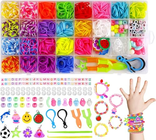 HAKOFS 2300+ Loom Band Kit - 23 Colors Loom Bands Starter Kits with Other Accessories and Storage Box, DIY Friendship Rubber Band Bracelet Making Kit for Girls Boys Birthday Gifts