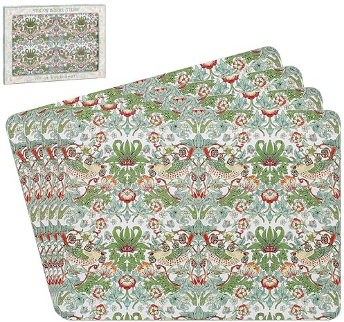 The Leonardo Collection William Morris Strawberry Thief Placemats Set of 4 For Dining | Ideal Kitchen Mats Non Slip Washable Place Mats For Table | Easy to Clean Table Mats For Dinner Plates