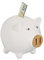 Relaxdays Sparschwein, mit Öffnung, Dolomit, Kork, Spardose Kinder & Erwachsene, HxBxT: 15,5 x 15,5 x 19 cm, weiß/natur