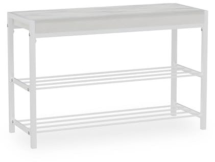 Vicco Schuhbank Borneo, Sitzbank mit Stauraum, Weiß, 80 x 52 cm