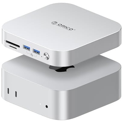 ORICO 10Gbps MiniLink M49P Compatible avec Mac Mini M4, USB C Dock en Aluminium avec Boîtier SSD pour M.2 NVME/SATA, 2 USB 3.2, SD/TF 3.0