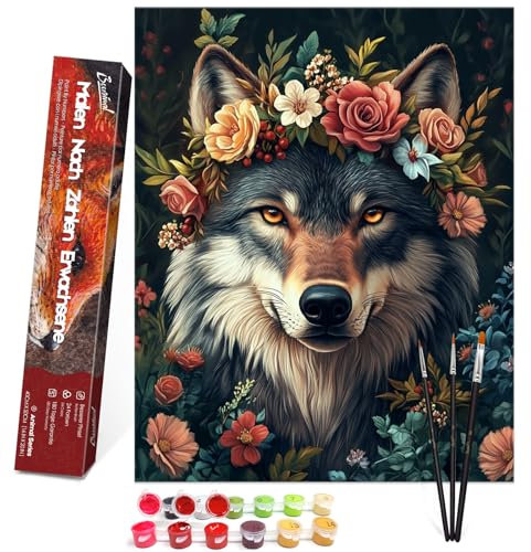 Bougimal Peinture par Numero Adulte Animal, Sans Cadre inclure Pinceaux et Acryliques Peintures - 40x50 cm, Loup 1