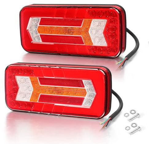 Yuanjoy 2 Stück Anhänger-Rücklichter, IP67 12 V/24 V Superhell Wasserdicht Blinker Bremse Rückwärtsgang Nebelscheinwerfer Reflektorlampe für Anhänger, LKW, Wohnwagen, Van, Traktor