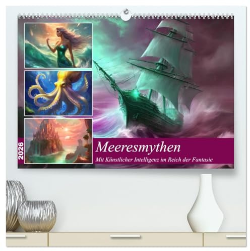 Meeresmythen (hochwertiger Premium Wandkalender 2026 DIN A2 quer), Kunstdruck in Hochglanz: Mithilfe der Künstlichen Intelligenz im Reich der Fantasie und Mythe (CALVENDO Kunst)