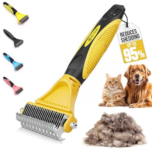PQTETRA UnterwollToll Hundebürste langhaar & Katzenbürste langhaar I Unterwollkamm entfernt Unterwolle & Verfilzungen I Deckhaarschutz & Knoten Entfernen I Unterfellbürste für Fellwechsel