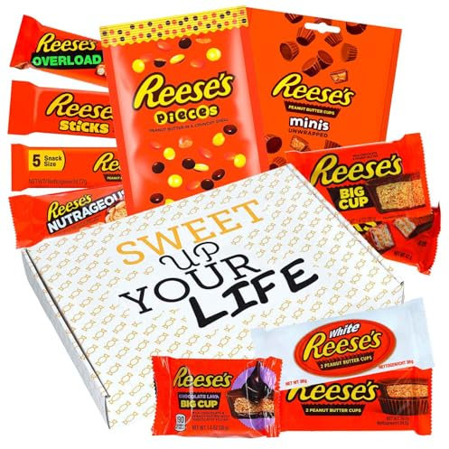 World of Sweets Reese’s-Box – Peanut Butter Snackmix mit Riegeln, Gebäck & Klassikern der US-Kultmarke – Geschenkbox für Erdnussbutter-Fans