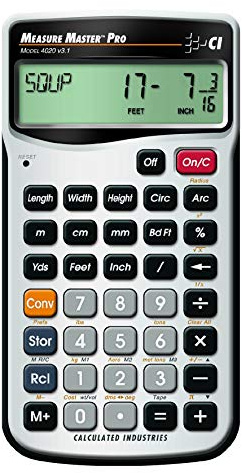 Calculated Industries 4020 Measure Master Pro Feet-Inch-Fraction and Metric Construction Math Calculator, Silver
