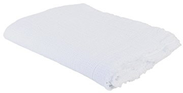 Honeybee-Plaid – weiche Decke aus Leinen – einfarbig gewebtes Plaid mit Fransen aus Naturmaterialien – 130x180 cm – 000 white – von ’zoeppritz since 1828’