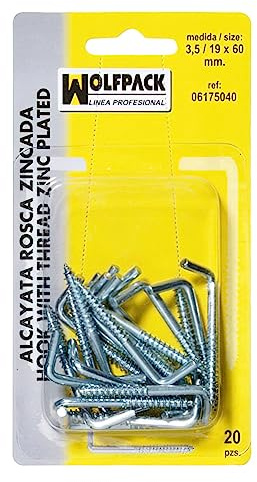WOLFPACK LINEA PROFESIONAL Alcayatas Rosca Zincada 4,0 / 20x80 mm. (Blister 15 Piezas)
