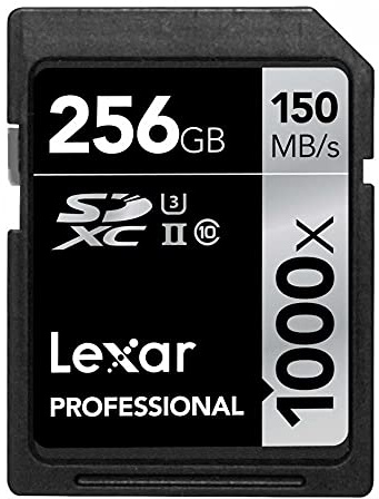 Lexar Professional 1000x 256GB SDXC UHS-II/U3 Card (Up to 150MB/s read) w/Image Rescue 5 Software LSD256CRBNA1000, Black