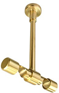 iso-design Deckenträger 2-läufig Farbe Messing matt für 20 mm Gardinenstangen aus Metall, Deckenhalter, Deckenmontage