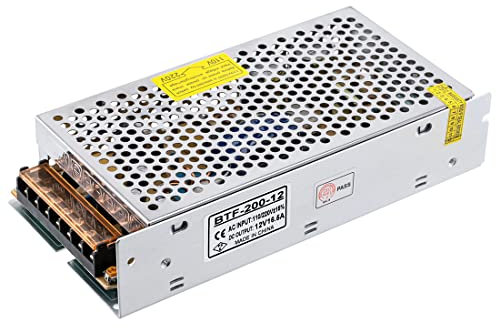 BTF-LIGHTING 12V 16.5A 198W Power Adapter Transformer Regulated Switch Power Supply AC 110V 220V to DC 12 Volt 16.5amp Converter LED Driver for LED Light Strip 3D Printer CCTV Camera Security System