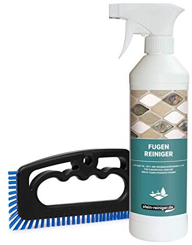 stein-reiniger.de: Fugen Reiniger 500ml, Fugenbürste Fuginator 'Master' Set schwarz SET - Entfernt Öl-, Fett- u. Seifenablagerungen u. v. m.