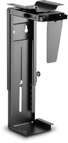 Ergolutions® Desktop PC Halterung - unter Tisch oder Wandmontage, 360 Grad drehbar, universell einstellbar, Robustes Stahl, schwarz, Anti-Rutsch Pads, einfache Installation, 10kg Traglast