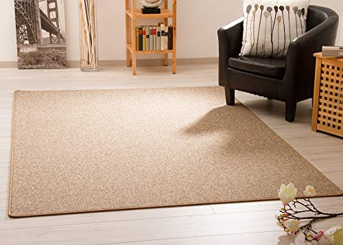 Steffensmeier Teppich Meddon XL | Robuste Schlinge für Esszimmer Küche Flur Hobbyraum Büro in Sand, GUT Siegel, Größe: 100x200 cm