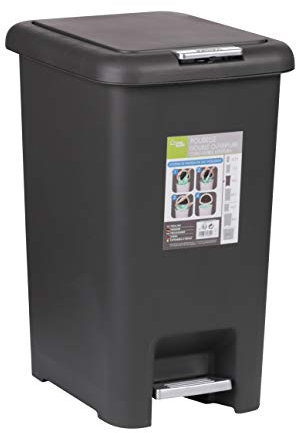 UrbanLiving Pedal Bin Plastic 6.5L – 45L Rectangle Large Small Double Opening Pedal Bin Waste Trash Garbage Bin Ideal For Kitchen Bathroom Black/Cream (Grey, 30L)