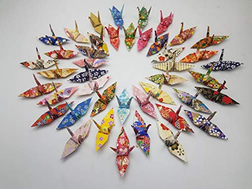 100 Origami-Papierkran Washi-Papier gemischte Muster Origami-Kran aus 3 x 3 Zoll japanischem Druck Chiyogami-Papier Kunst Ornament Dekoration