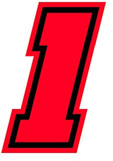 4R Quattroerre.it 13391 Numero Racing 1 Moto GP, Rosso Fluo, 10 x 7 cm