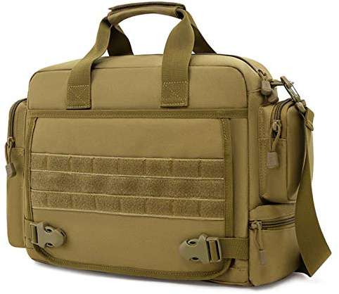 BAIGIO Sac à Bandoulière Tactique Homme Sac à Main Militaire Sacoche Porte-Document Ordinateur Portable de 15,6 Pouces pour Travail Voyage Sport (Marron)