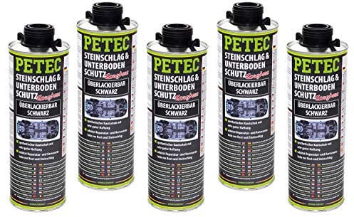 5 x PETEC 1L Steinschlag & Unterbodenschutz Saugdose Schwarz überlackierbar