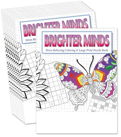 ZOCO – Adult Coloring & Large Print Puzzle Books (10 Pack) – Word Search, Crossword, Sudoku & Coloring Activities – Large Print Activity Books for Seniors, Adults & Kids