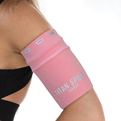 TITAN SPORT Mobile Phone Armband Universal Holder Sleeve, Running/Gym/Sport Exercise Arm Bag For Adult Women/Men, Suitable For Devices Up To 7 Inches, iPhone SE/X/6/7/8/11/12/13/14/15/16(Small,Pink)