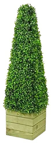 SASONS® 3Ft Pyramid Cone Tree, Quality Boxwood Planter Topiary Tree, Evergreen Artificial Plants/Trees Ideal for Indoor/Outdoor Decoration [1x3ft Pyramid Tree]