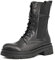 QUEEN HELENA Anfibi di Pelle Stivaletti con Lacci Tacco Basso Plateau Casual Donna S276 (Nero, Numeric_36)