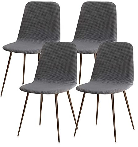 Lydevo Stuhlhussen 4er Esszimmer Strech Stuhlhussen für Esszimmerstühle Universal Waschbar Bezug Stuhlhussen Skandinavisch Stuhlüberzug für Küchenstühle Hotel Bankett,Jacquard#Silber Grau