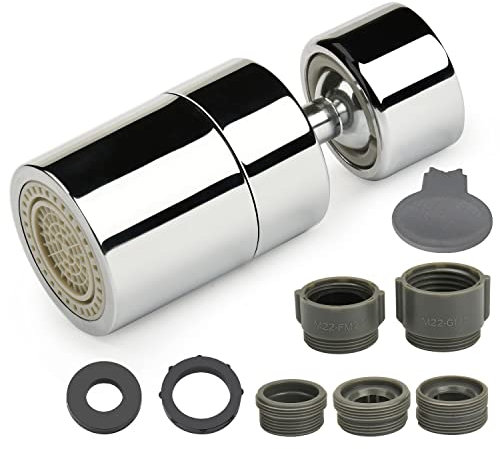 nutmanel Wasserhahn Luftsprudler 360 Grad Kugelgelenk Strahlregler Wasserhahn-Strahlregler mit Wasserhahn-Adapter (M22-G1 / 2, M22-FM20, M22-M20, M22-M22, M22-M24)