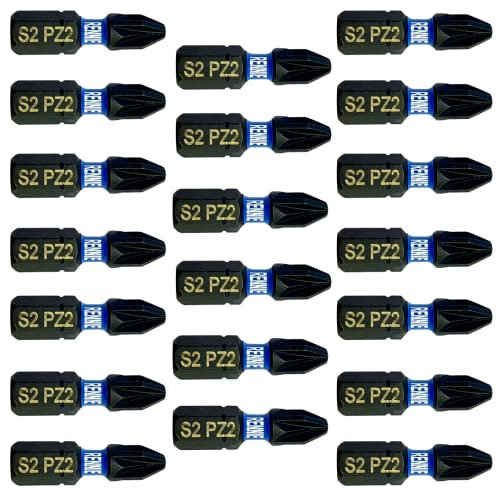 20 x Rennie Tools 25mm PZ2 Impact Screwdriver Driver Bits Set. Heavy Duty PoziDriv POZI No.2 Screwdriver Bit Set. PZ2 Impact Driver Bits Pozidrive Screw Accessories. Black Oxide Coated