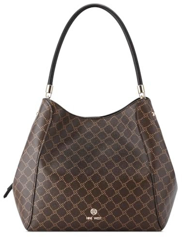 Nine West Damen Etta Jet Set Tragetasche Handtasche, Crossbody, Satchel, Tote, Wallet, Braunschwarz