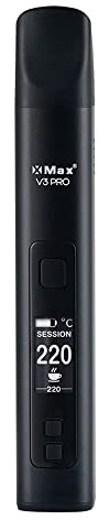 Xmax V3 Pro Dry Herb, Concentrate & Oil Vaporiser, Isolated Air Path, USB C, 2600mAh Removable Battery, Aluminium Construction, USB C (Black)