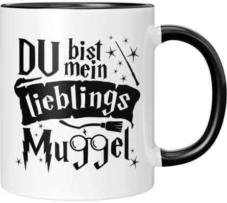 TassenTicker - Du bist mein lieblings Muggel - lustiges Geschenk - Geschenk - Geschenkidee - Freunde - Familie - Freundin - Freund - Kaffeetasse - (Schwarz)