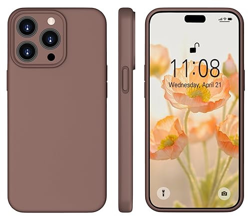 KPPIT Liquid Silicone Case Designed for iPhone 15 Pro Case, Full Body Protective Covered Gel Rubber Slim Shockproof Cover with Microfiber Lining Phone Case iphone 15, 6.1 inch (Brown)