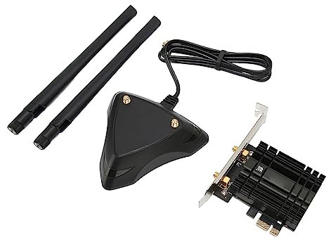 PCIE WiFi 6E Card, WiFi 6E PCIE WiFi Card Adapter 5.2 AX210NGW Tri Band 2.4G 5.8G 6G 5400Mbps 6dBi Antenna,with Magnetic Antenna Base,for Windows