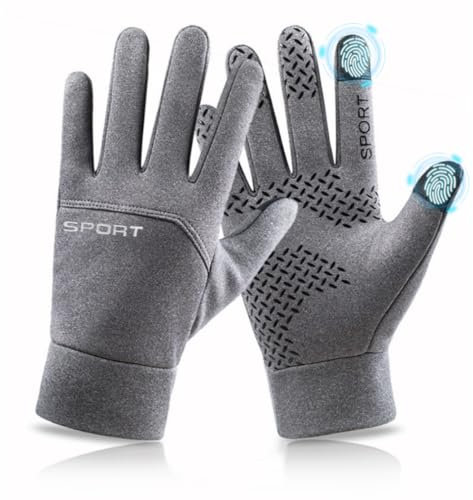 QINFEN YUNDOU Winter Handschuhe Touchscreen Thermo Winterhandschuhe rutschfest Fahrradhandschuhe Wasserdicht Winddicht Handschuhe Herren Damen, Radfahren Laufen Fahren Joggen Skifahren (Grau, M)