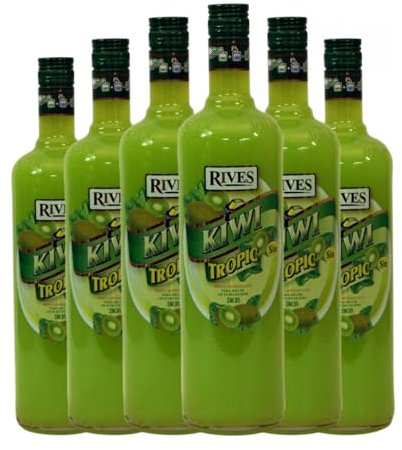 Licores Rives Blue Tropic Kiwi Botella Misil 1 L (Caja de 6 Botella Misil de 1 L)