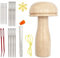 cimsfcor Stopfpilz-Kits, Holz-Pilz-Stickerei-Set mit 17 Nähnadeln, Ausbessern von Pilzen, tragbares Patching-Garnnadel-Set für Kleidung, Socken, Pullover