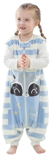 HAHASHOW Baby Schlafsack mit Füßen Ganzjahresschlafsack Mädchen und Junge Schlafstrampler Schlafsack mit Beinen 1-3 Jahre Waschbär