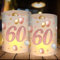 12 Windlicht Tischdeko, Deko 60 Geburtstag Frau, 60.TER, 60 Jahre Tisch deko Rosegold, Geschenke zum 60 Geburtstag Frau, Geeignet für Teelichter/Kerzen