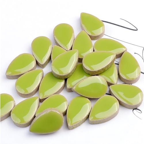 500 g Regentropfen Keramik Mosaik Fliesen für DIY Handwerk Heimdekoration DIY Mosaik Fliesen Kits für Bastelplatten Blumentöpfe Vasen Tassen Mosaikherstellung Zubehör Kunstprojekte (Grün)