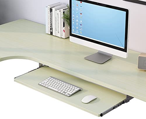 5 Colors Wooden Keyboard Tray Under Desk Pull Out - For Desk Organiser Keyboard Mouse Storage Shelf - With Slide Rails, Adjustable Ergonomic Desk Extender, 5 Colors, 3 Sizes, Many Choices (C black)