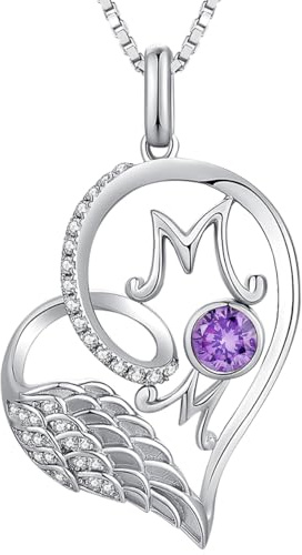 jiamiaoi 18K Weißgold platted Herz Kette Damen Kette mit Herzanhänger Geburtsstein Herz Halskette Silberkette für Liebhaber/Mutter