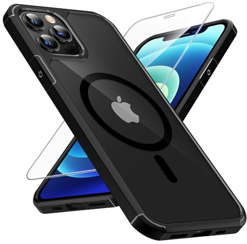 TAURI for iPhone 12 Pro Max Case Compatible with MagSafe, Black | 15FT Military-Grade Protection, Not-Yellowing Shockproof Anti-Scratch Slim Phone Cover