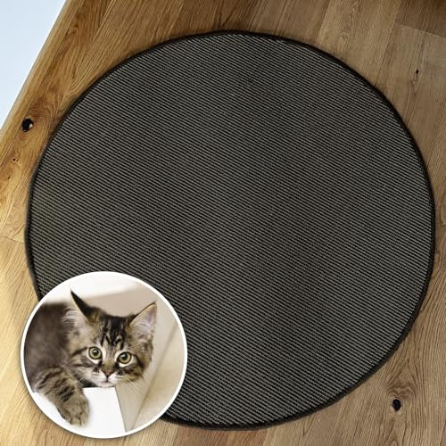 casa pura Katzen Kratzmatte rund 120cm Ø aus Natur Sisal Kratzteppich Kratzmöglichkeiten für Katzen Kratzmöbel für Wand oder Boden - robust & waschbar, schwarz